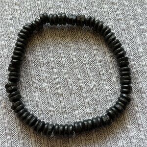 Vintage simple black beaded stretch bracelet